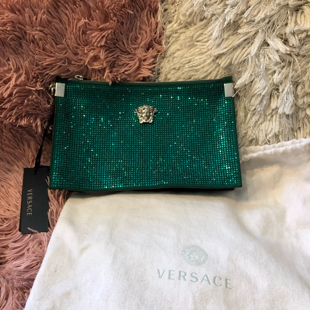 Versace Crystal Medusa Pouch - Emerald Green